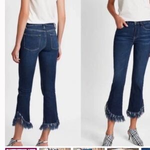 FRAME Le High Straight Fringe Hem Jeans